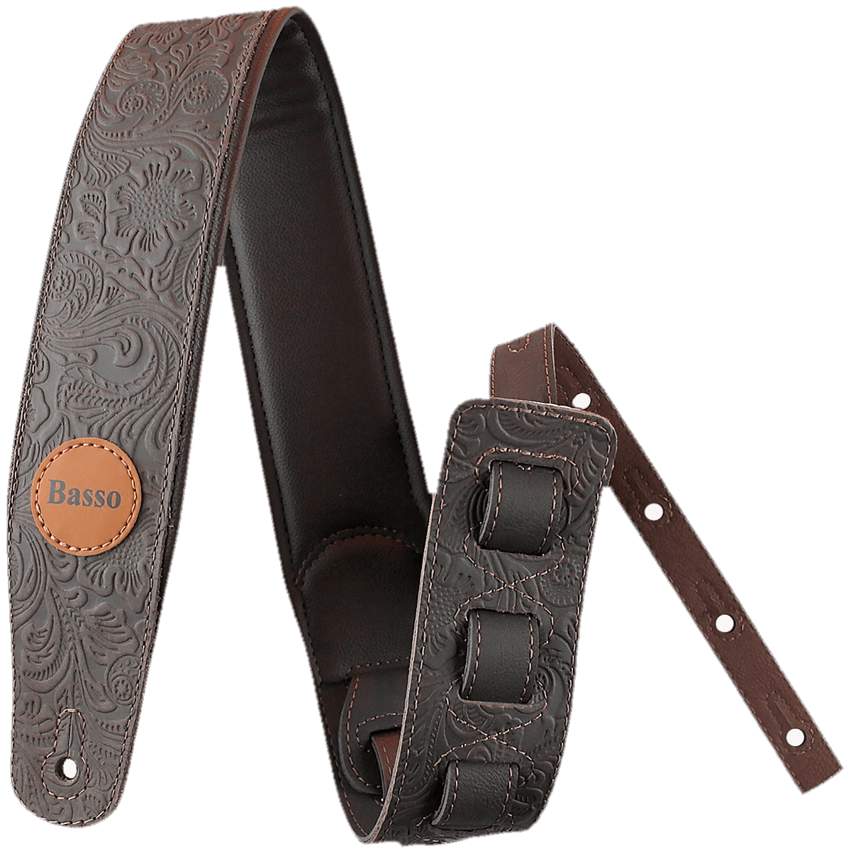 Correia Alça Violão Guitarra Contrabaixo Basso VT SL 82 Couro Marrom