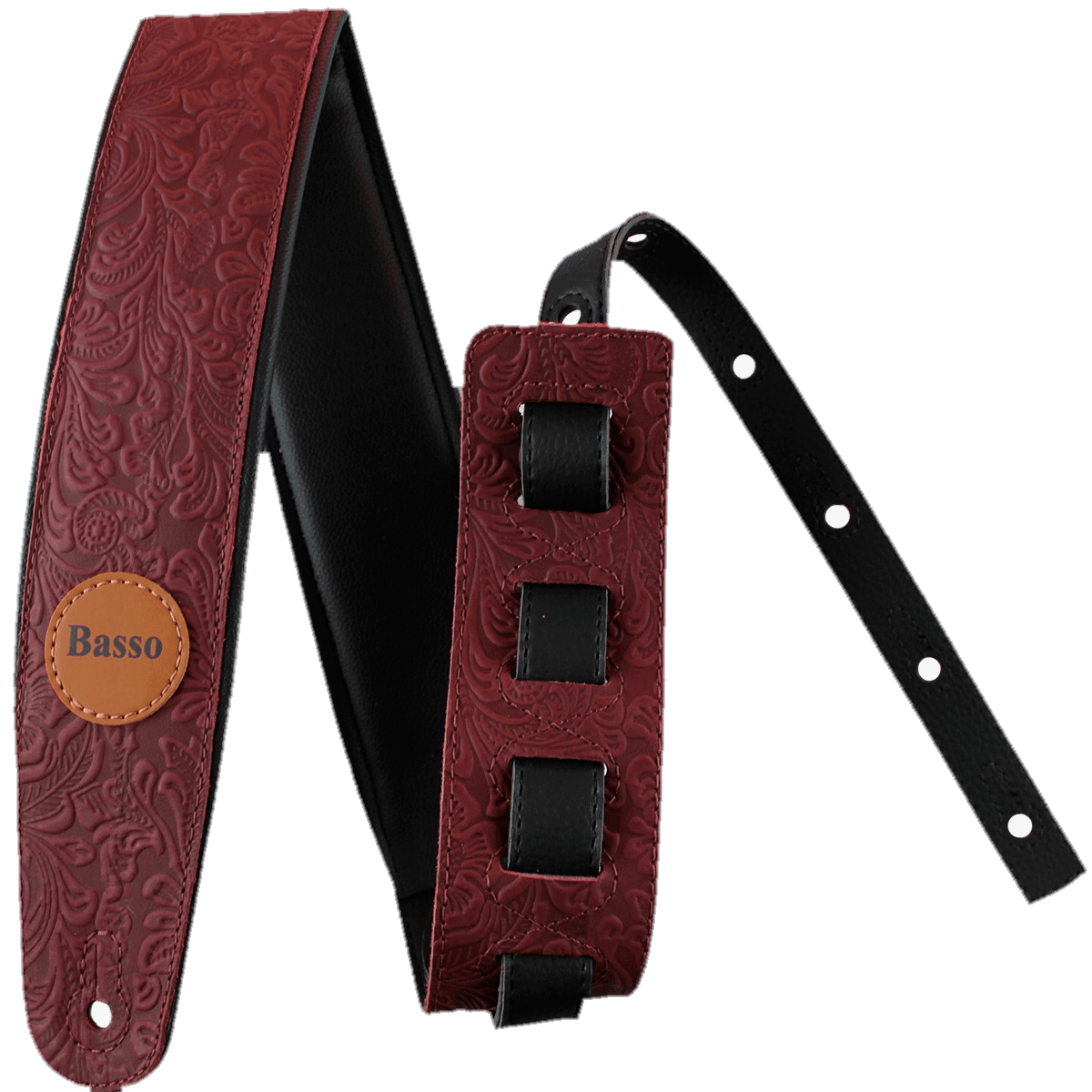 Correia Alça Violão Guitarra Contrabaixo Basso VT SL 53 Couro Bordô