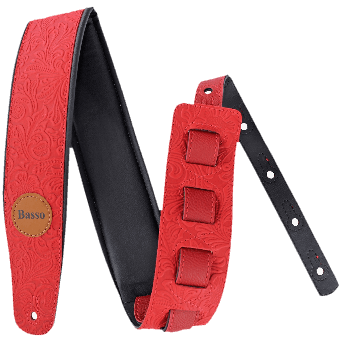 Correia Alça Violão Guitarra Contrabaixo Basso VT SL 87 Couro Vermelho